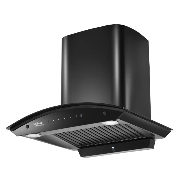Hindware ADVENCIO 90 cm Wall Mounted Chimney Auto Clean Hoods  - Black, 900x480x548 mm
