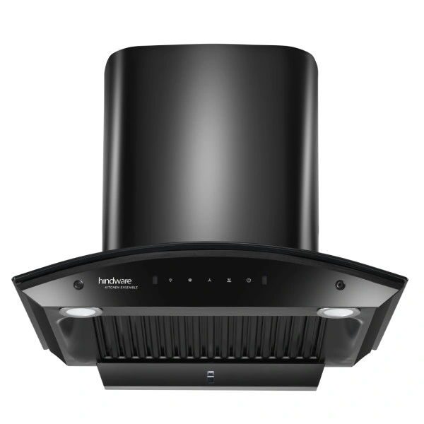 Hindware ADVENCIO 90 cm Wall Mounted Chimney Auto Clean Hoods  - Black, 900x480x548 mm