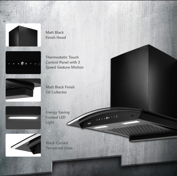 KAFF MAINZ DHC 60/75/90 Kitchen Chimney - 60cm, Black