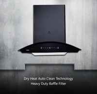 KAFF PRIMA TX DHC 60/75/90 | Dry Heat Auto CLean Chimney | Gesture Control - 90 Cm, Black