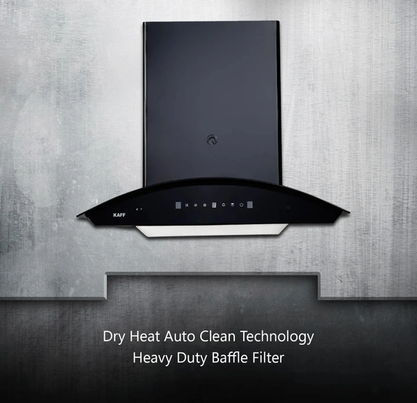 KAFF PRIMA TX DHC 60/75/90 | Dry Heat Auto CLean Chimney | Gesture Control - 90 Cm, Black