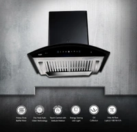 KAFF PRIMA TX DHC 60/75/90 | Dry Heat Auto CLean Chimney | Gesture Control - 90 Cm, Black