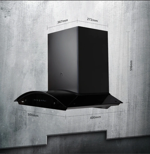 KAFF PRIMA TX DHC 60/75/90 | Dry Heat Auto CLean Chimney | Gesture Control - 90 Cm, Black