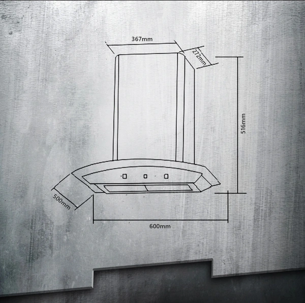 KAFF PRIMA TX DHC 60/75/90 | Dry Heat Auto CLean Chimney | Gesture Control - 90 Cm, Black