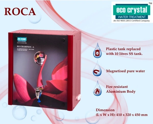 Eco Crystal RO Champion – A ROCA (RO Water Filter) - Bright Red, 41L x 32W x 45H Centimeters