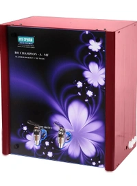 Eco Crystal RO champion A-MF (Water Saver) | RO+UV | Wall Mount Accessory | Zero Water Wastage from pure water | 2 Faucet water Output: Pure water & RO water | 10L Stainless Steel Tank | Red Colour with Elegant Floral Design/| Magnetised Pure Water Technology I Fire Resistance Aluminium BodyI Multi functional cooking washing drinking - Bright Red, 41L x 32W x 45H Centimeters