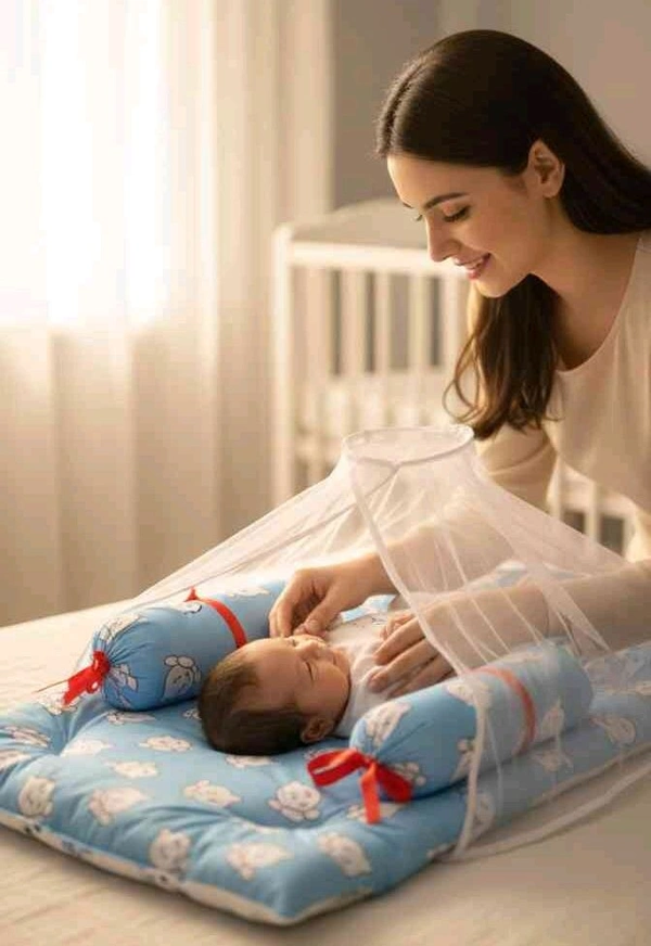 Mom & Son – 5 in 1 Newborn Baby Gift Set Combo - Malibu, Free, Bedding Set