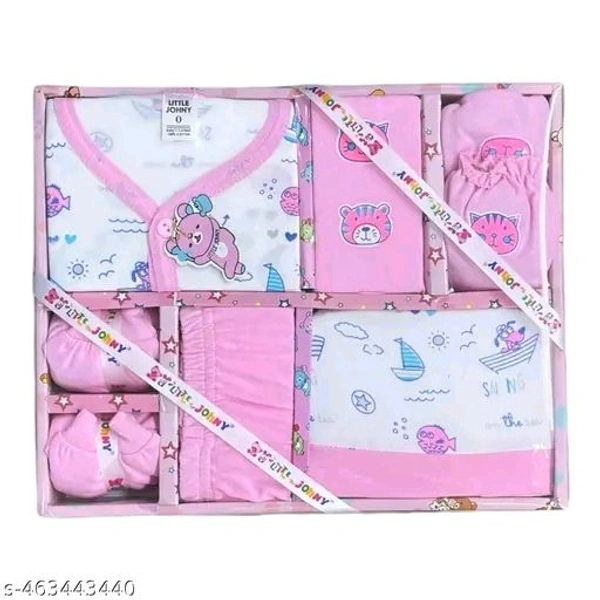 New Born Baby Gift Combo Pack – 6 Pcs | 100% Cotton | Unisex Clothing Set (0–3 Months)