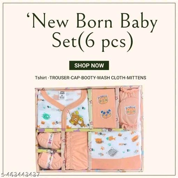 New Born Baby Gift Combo Pack β 6 Pcs | 100% Cotton | Unisex Clothing Set (0β3 Months) - Manhattan, 0-3 Month, Clothing Set