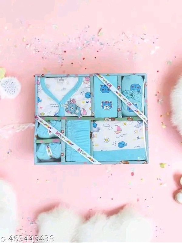 New Born Baby Gift Combo Pack β 6 Pcs | 100% Cotton | Unisex Clothing Set (0β3 Months) - Malibu, 0-3 Month, Clothing Set