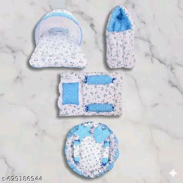 Mom & Son – 5 in 1 Newborn Baby Gift Set Combo - Periwinkle, Free, Bedding Set