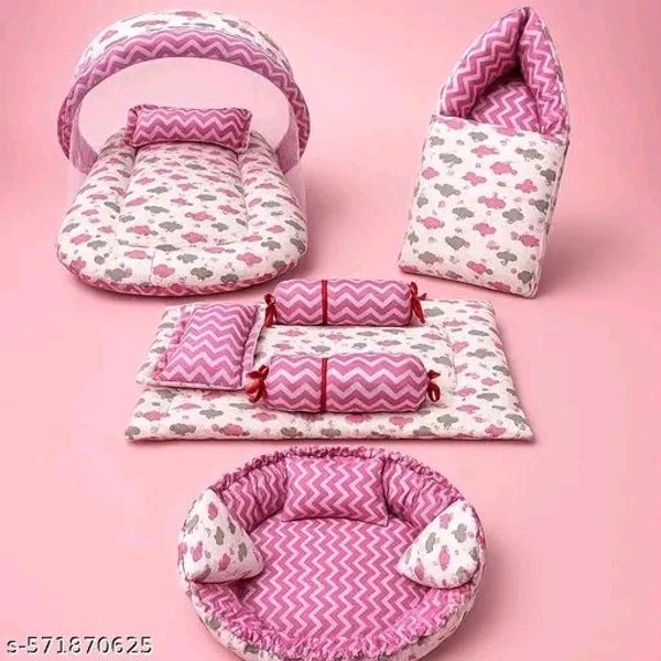 Mom & Son – 5 in 1 Newborn Baby Gift Set Combo - Blush Pink, Free, Bedding Set