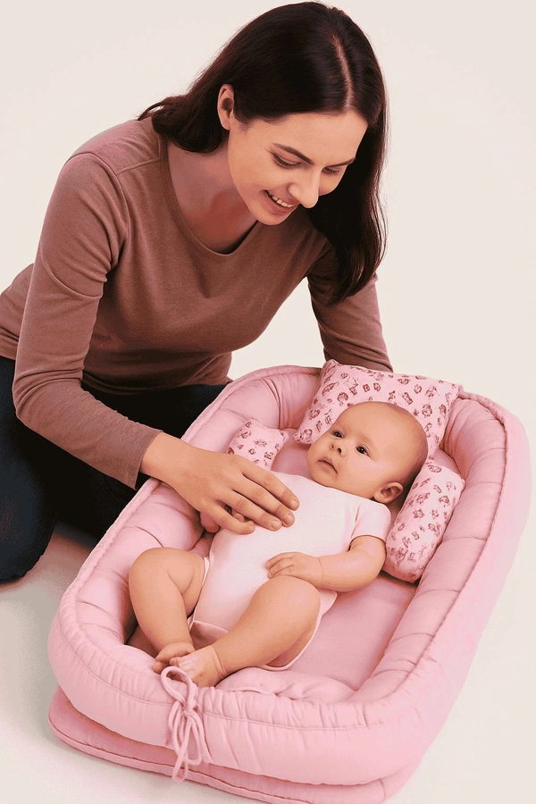 Baby Cotton Bed Cum Carry Bed – Portable Newborn Baby Nest (0–6 Months)
- Free, Baby Cary Bed, Lavender Rose