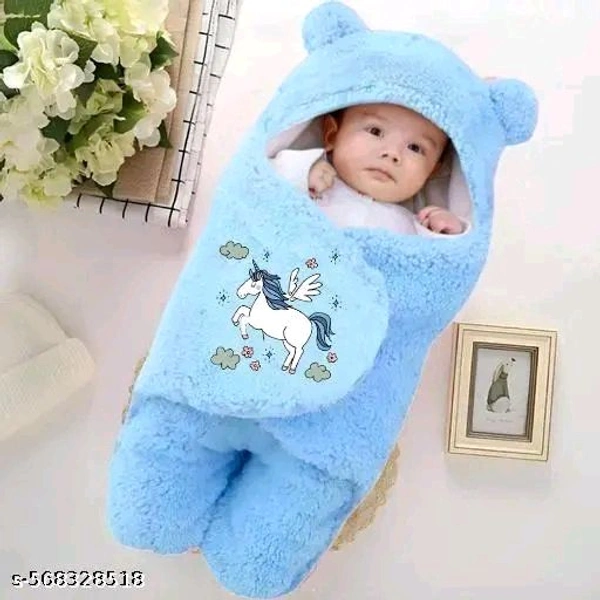 Newborn Baby Winter Sleeping Wrap | Soft Plush Baby Swaddle with Hood (0–6 Months) - Portage, Width 26 Inchh * Length 29 Inch, Baby Clothes