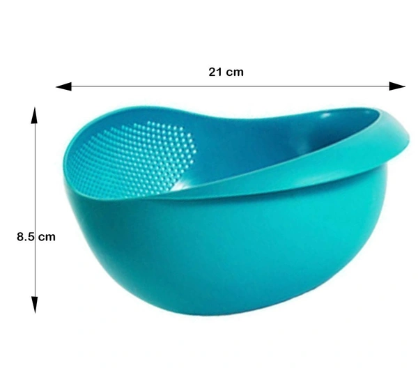 0081A Multi-Function with Integrated Colander Mixing Bowl Washing Rice, Vegetable and Fruits Drainer Bowl-Size: 21x17x8.5cm - 0.605 kgs, India