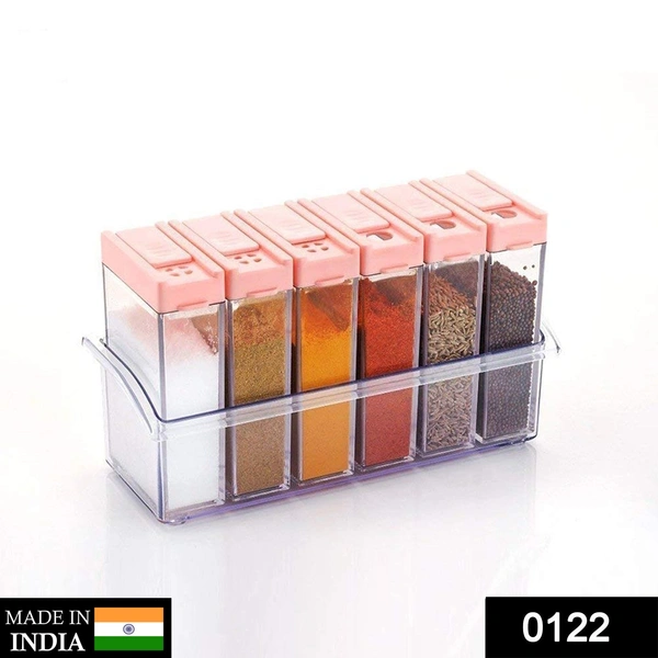 0122 Plastic Spice Jars (6 pcs, 14x22x8cm, Multicolour) - 0.31 kgs, India