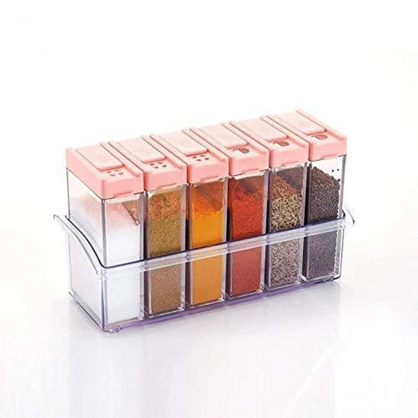0122 Plastic Spice Jars (6 pcs, 14x22x8cm, Multicolour) - 0.31 kgs, India