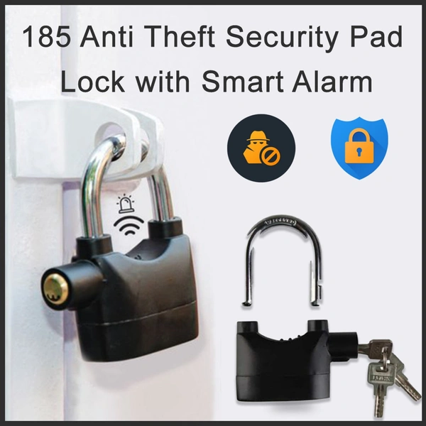 0185 Anti Theft Security Pad Lock with Smart Alarm (1pc) - 0.329 kgs, China