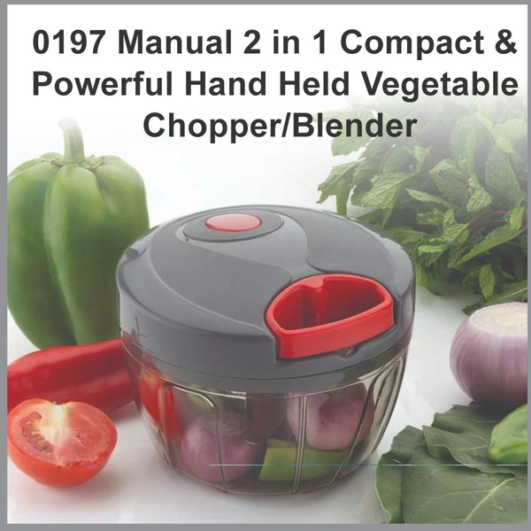 0197 Manual 2 in 1 Compact & Powerful Hand Held Vegetable Chopper/Blender - 0.328 kgs, India
