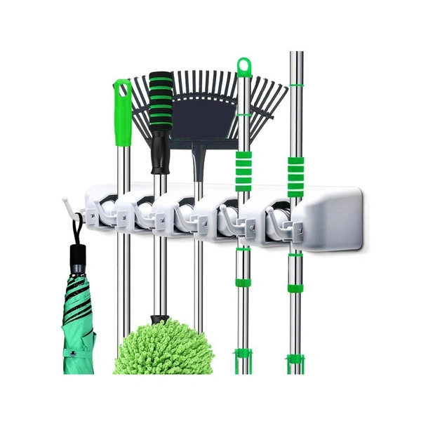0199 5-Layer Multipurpose Wall Mounted Organizer Mop And Broom Holder - 0.529 kgs, China