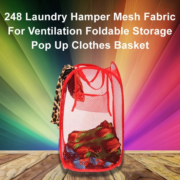 0248 Laundry Hamper Mesh Fabric For Ventilation Foldable Storage Pop Up Clothes Basket - 0.145 kgs, China