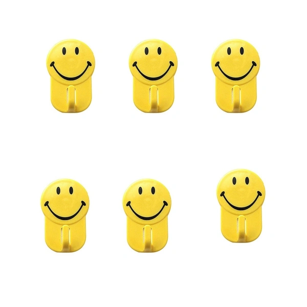 0604 Plastic Self-Adhesive Smiley Face Hooks, 1 Kg Load Capacity (6pcs) - 0.033 kgs, China