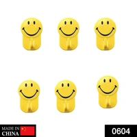 0604 Plastic Self-Adhesive Smiley Face Hooks, 1 Kg Load Capacity (6pcs) - 0.033 kgs, China