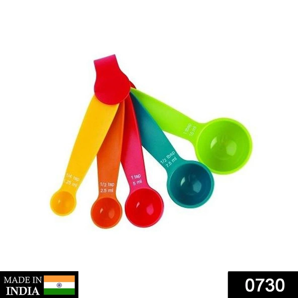 0730 Plastic Measuring Spoons - Set of 5 - 0.054 kgs, India