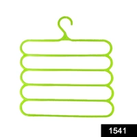 1541 Premium Wardrobe Storage Organizer 5 in 1 Multipurpose Plastic Hanger, Assorted (5) - 0.095 kgs, India