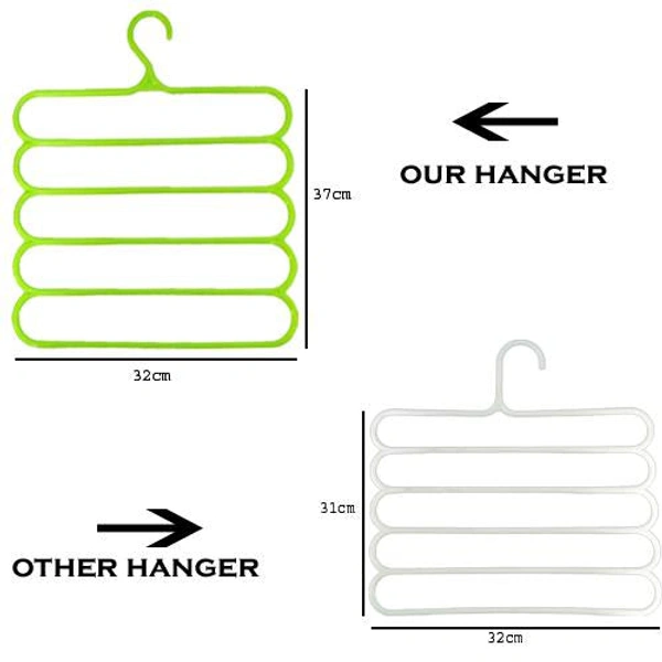 1541 Premium Wardrobe Storage Organizer 5 in 1 Multipurpose Plastic Hanger, Assorted (5) - 0.095 kgs, India