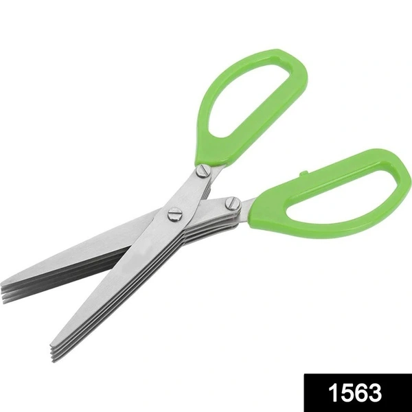 1563 Multifunction Vegetable Stainless Steel Herbs Scissor with 5 Blades - 0.17 kgs, India