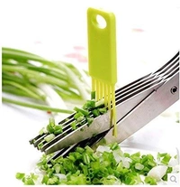 1563 Multifunction Vegetable Stainless Steel Herbs Scissor with 5 Blades - 0.17 kgs, India