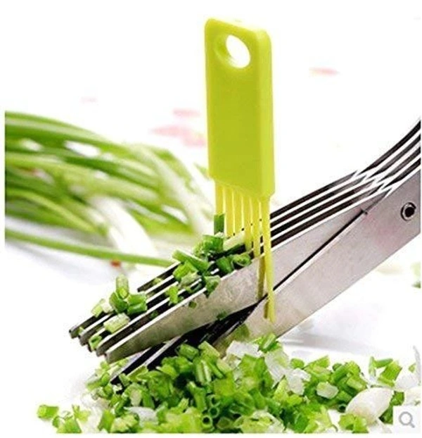 1563 Multifunction Vegetable Stainless Steel Herbs Scissor with 5 Blades - 0.17 kgs, India