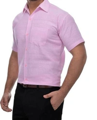 HALF-P38-SHIRT-PINK Khadi Cotton Half Sleeve Shirt - India, M / 38, 0.25 kgs