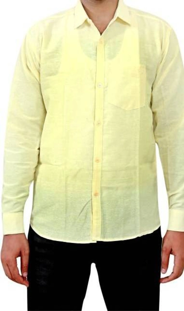 FULL-P38-SHIRT-YELLOW Khadi Cotton Full Sleeve Shirt - India, M / 38, 0.25 kgs