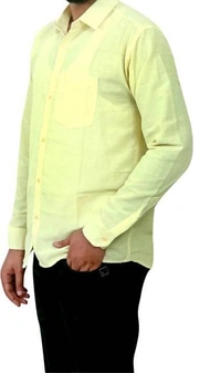 FULL-P38-SHIRT-YELLOW Khadi Cotton Full Sleeve Shirt - India, M / 38, 0.25 kgs