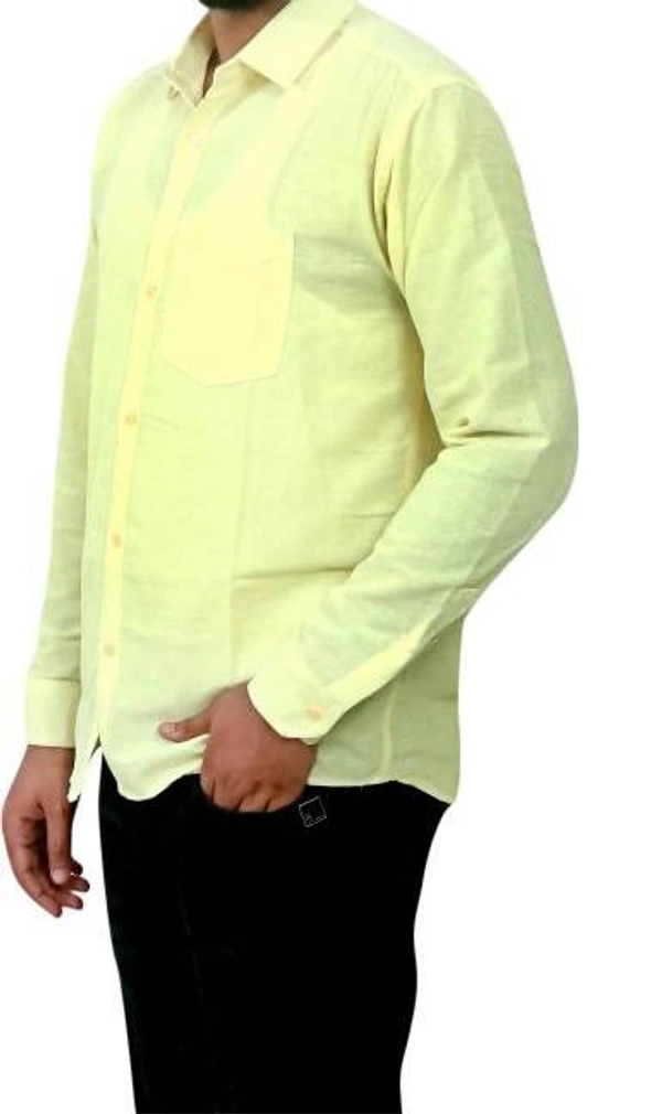 FULL-P38-SHIRT-YELLOW Khadi Cotton Full Sleeve Shirt - India, M / 38, 0.25 kgs
