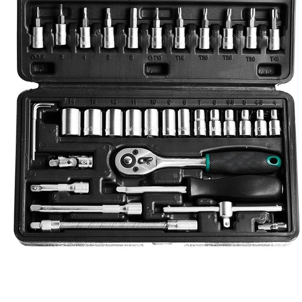 0452 -46pcsMetal 1/4" Socket Set (Black, 46pcs) - 1.223 kgs, China