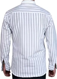FULL-L40-SHIRT-GREY Khadi Cotton Full Sleeve Shirt - India, L / 40, 0.25 kgs