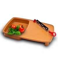 2103 Thick Plastic Kitchen Chopping Cutting Slicing Tray with Holder - India, 0.634 kgs