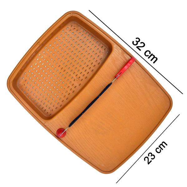 2103 Thick Plastic Kitchen Chopping Cutting Slicing Tray with Holder - India, 0.634 kgs