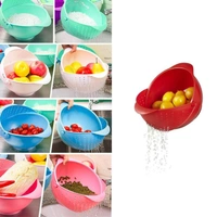 2145 Plastic Revolving Multi Functional Rice, Vegetable Fruit Wash Basket Bowl (Multi Colour) - 2.436 kgs, India