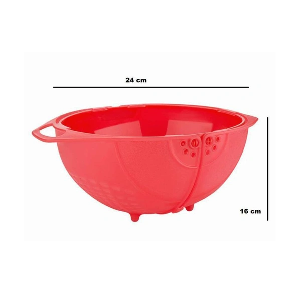 2145 Plastic Revolving Multi Functional Rice, Vegetable Fruit Wash Basket Bowl (Multi Colour) - 2.436 kgs, India