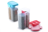 2147 Plastic 2 Sections Air Tight Transparent Food Grain Cereal Storage Container (2000ml) - India, 0.884 kgs