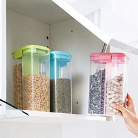 2147 Plastic 2 Sections Air Tight Transparent Food Grain Cereal Storage Container (2000ml) - India, 0.884 kgs
