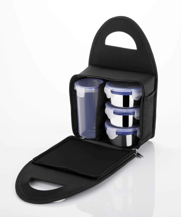 2201 Compact Stainless Steel Airtight Lunch Box Set - 4 pcs (3 Leakproof Containers and 1 Bottle) - 1.326 kgs, India