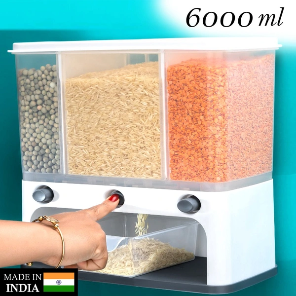 2550 Easy Flow Cereal Dispenser for Kitchen 3 in 1 Push Button Wall Mount Container - 3.172 kgs, India
