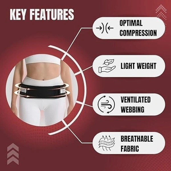 Scatica Back Pain Relief Belt Pack of 1 - Free Size, Black, 0.200 kgs, India