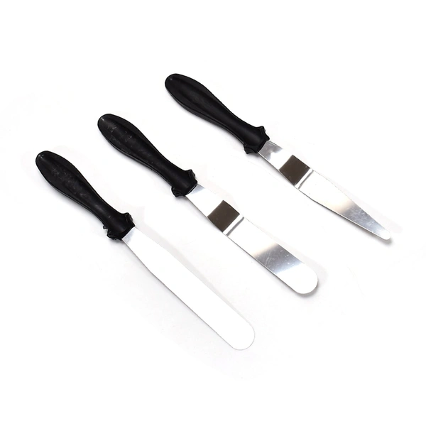7610 3-in-1 Multi-Function Stainless Steel Cake Icing Spatula Knife Set - 0.09 kgs, India
