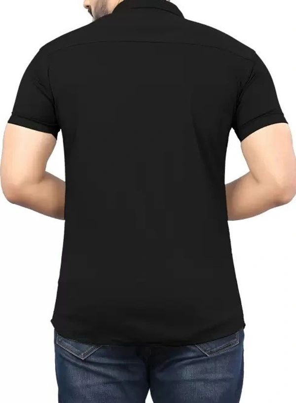 HALF-P44-SHIRT-BLACK Khadi Cotton Half Sleeve Shirt - India, XXL / 44, 0.25 kgs